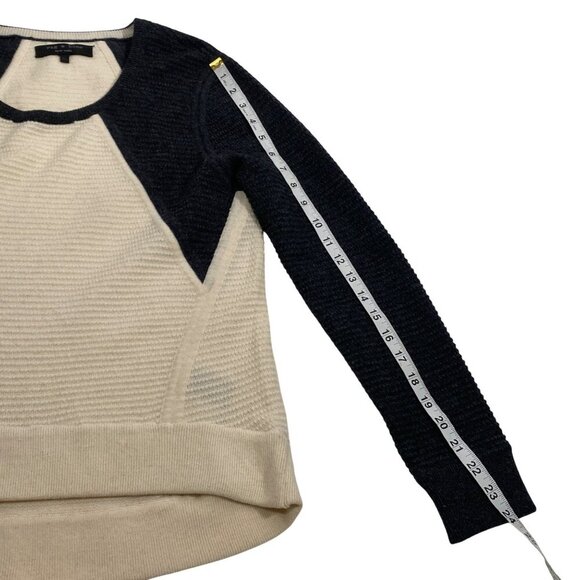 Rag & Bone Womens 100% Wool Blend Two-Tone Sweater XS charcoal gray Cream preppy - Picture 10 of 10